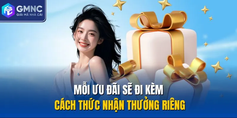 Mỗi ưu đãi sẽ đi kèm cách thức nhận thưởng riêng